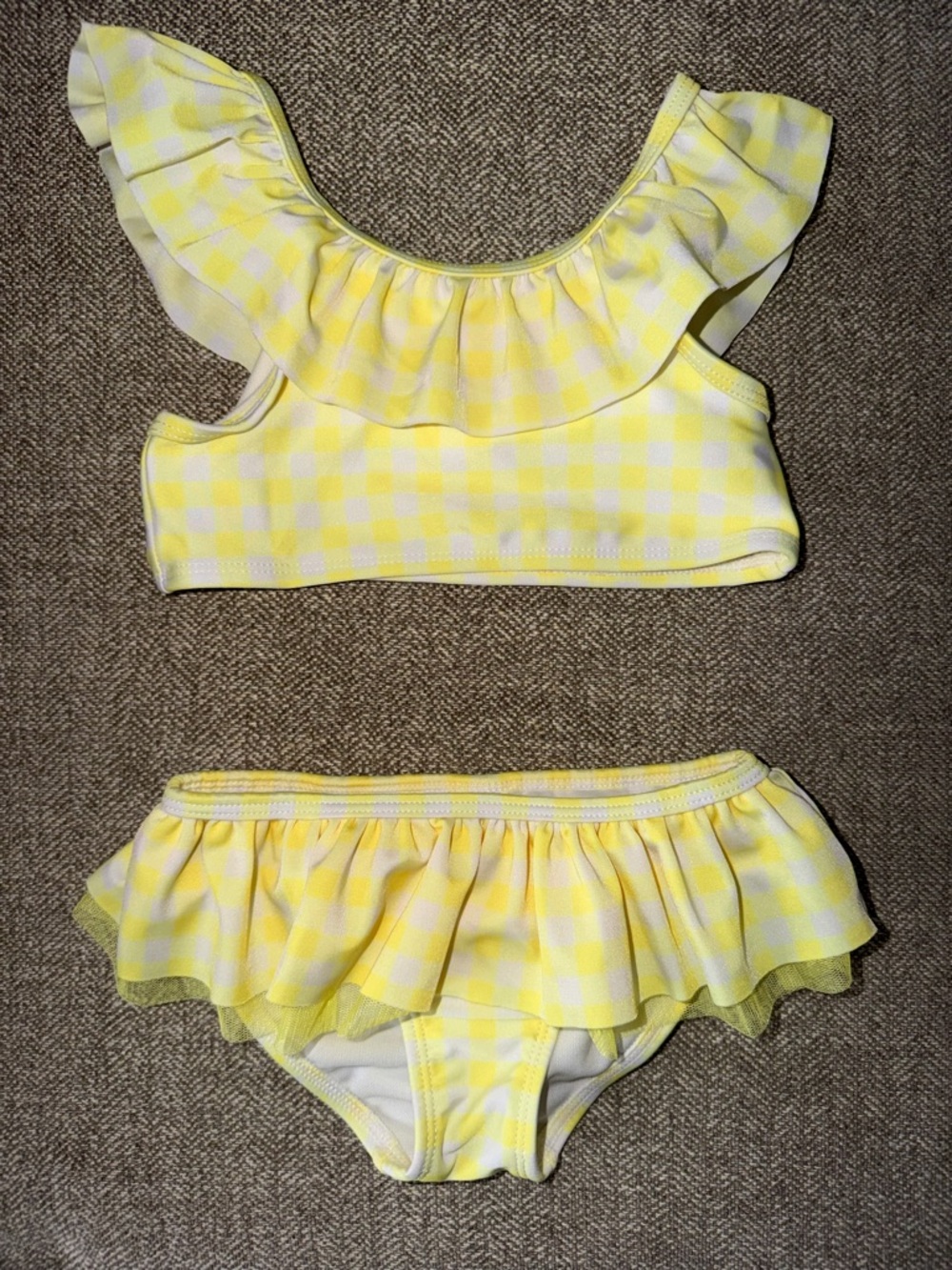 Cat & Jack Yellow Gingham Ruffle Kids Swim Bikini